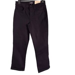 NYDJ Not Your Daughter Jeans Black Roll Hem Chloe Skinny Capri Jeans Tummy SZ 2